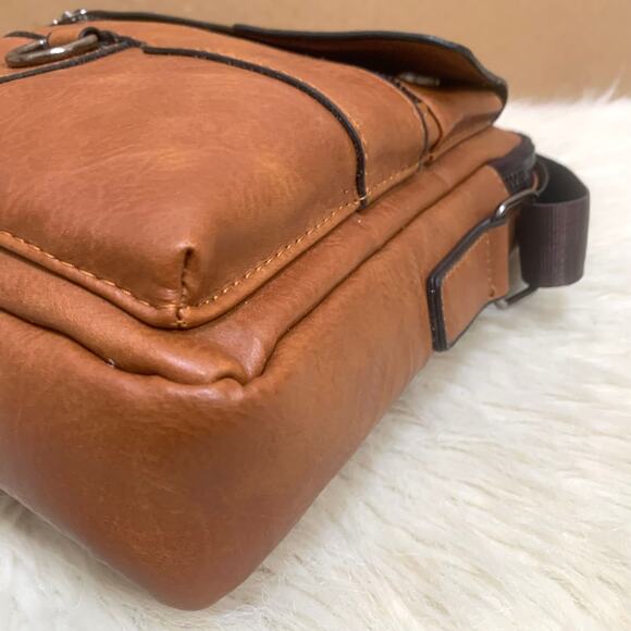 WEIXIER Brown Faux Leather North South Men's Unisex XBody Messenger w/Top Handle - Picture 12 of 16